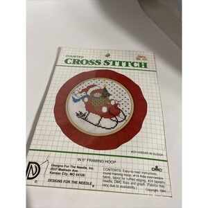 Designs for the needle 3114 Bear in Sleigh counted cross stitch kit  in 5" hoop